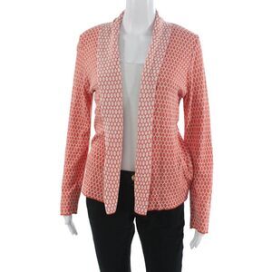 Jennifer Tyler Womens Viscose Collar Argyle Cardigan Long Sleeve Orange Size 12